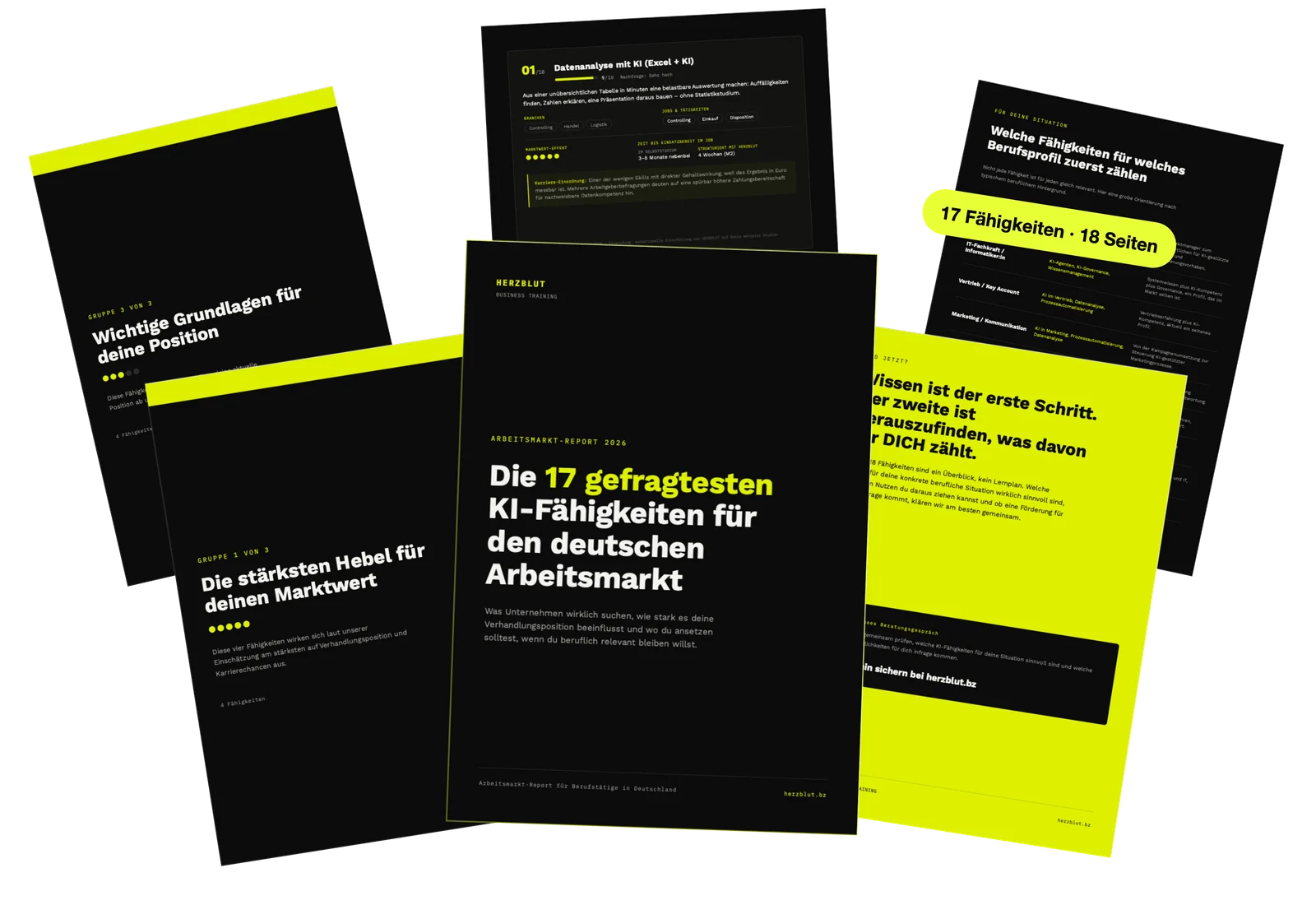 Leadmagnet von HERZBLUT: Arbeitsmarkt-Report 2026 mit den 17 gefragtesten KI-Fähigkeiten, aufgefächert als Paket